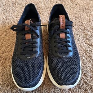 Cole Haan Black Knit Lace-Up Sneaker with Brown Tongue Tab